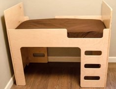 Laser Cut Wooden Children’s Bed with Ladder CNC Vector File