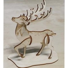 Laser Cut Wooden Christmas Deer Christmas Decor 4mm Plywood Free Vector File