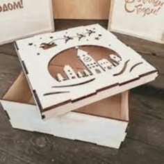 Laser Cut Wooden Christmas Gift Box CDR and DXF File