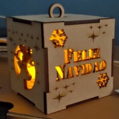 Laser Cut Wooden Christmas Lamp Box DXF File