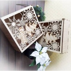 Laser Cut Wooden Christmas Tree Box CDR File