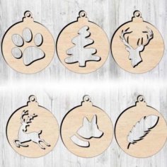 Laser Cut Wooden Christmas Tree Ornament Vector File