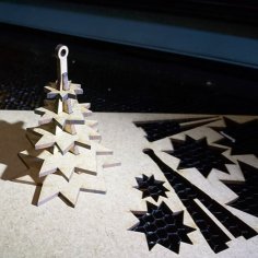 Laser Cut Wooden Christmas Tree Ornament Layout CDR File
