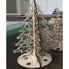 Laser Cut Wooden Christmas Tree Template Plywood 6mm CDR File