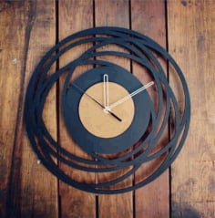 Laser Cut Wooden Circular Strokes Wall Clock, Modern Wall Clock Vector File