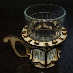 Laser Cut Wooden Cup Holder Stand CDR File