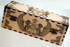 Laser Cut Wooden Decor Storage Box with Dragon Engraving Design CDR File