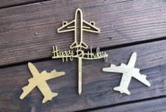 Laser Cut Wooden Decoration for Cake, Wooden Birthday Cake Topper Vector File