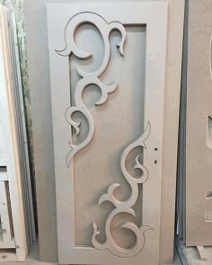 Laser Cut Wooden Decorative Door Panel Design DXF File