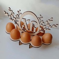 Laser Cut Wooden Decorative Easter Stand Egg Display Holder Free Vector CDR and DXF File