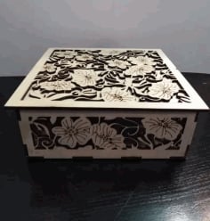 Laser Cut Wooden Decorative Gift Box, Wooden Storage Box Free Vector