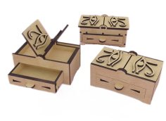 Laser Cut Wooden Decorative Jewelry Box with Drawer and Lid CDR File