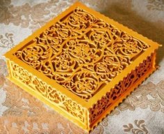 Laser Cut Wooden Decorative Jewelry Box with Pattern Design Vector File