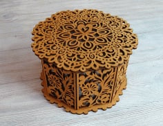 Laser Cut Wooden Decorative Octagon Gift Box Jewelry Storage Box CDR File