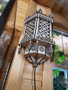 Laser Cut Wooden Decorative Wall Lamp DXF File