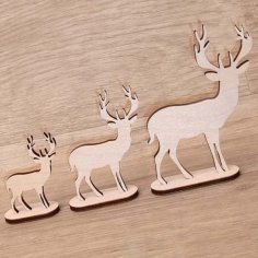 Laser Cut Wooden Deer Christmas Ornament Decor Element DXF and CDR File