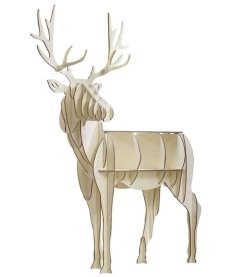 Laser Cut Wooden Deer Display Shelf Animal Stand Table Shelf CDR File