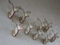 Laser Cut Wooden Deer Head Wall Mounted 3D Puzzle Model Vector File