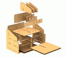 Laser Cut Wooden Desktop Organizer Storage Box With Drawer CDR File