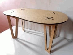 Laser Cut  Wooden Dining Table Mockup Wooden Furniture Vector File