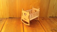 Laser Cut Wooden Doll Crib Rocking Bed Doll Furniture Template CDR File