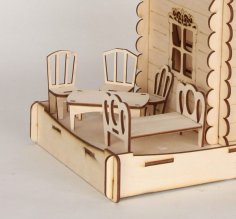 Laser Cut Wooden Doll House Furniture Bed and Chair Drawing CDR File