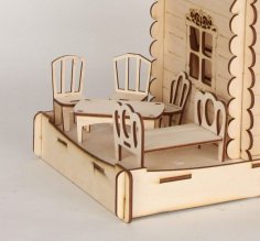 Doll House and Furniture Laser cut files SVG PDF CDR -  Portugal