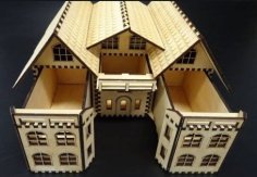 Laser Cut Wooden Doll House Model Architecture 3D Puzzle Model CDR File