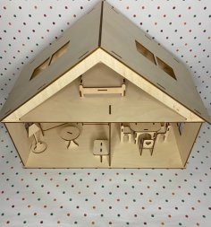 Laser Cut Wooden Dollhouse with Furniture CDR File