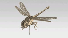 Laser Cut Wooden Dragonfly 3D Model 2mm Free DXF Vectors File