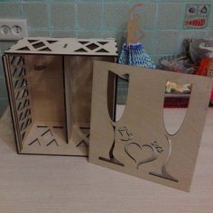 Laser Cut Wooden Drink Bottle Gift Box Bottle Organizer Box CDR and DXF File