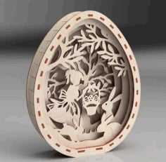 Laser Cut Wooden Easter Egg Layered Art Decor Free Vector