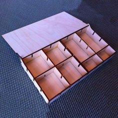 Laser Cut Wooden Electronics Components Compartment Storage Box DXF and CDR File