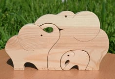 Laser Cut Wooden Elephants Jigsaw Puzzle Free DXF Vectors File