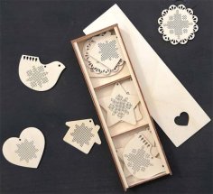 Laser Cut Wooden Embroidery Toys with Slide Lid Box DXF and CDR File