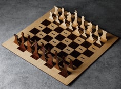 Laser Cut Wooden Engraved Chess Board Game CDR File