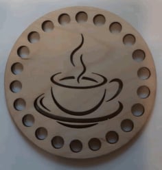 Laser Cut Wooden Engraved Coffee Coaster CDR File Vector File