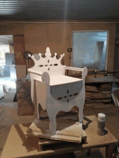 Laser Cut Wooden Engraved Mini King Chair CDR Vectors File