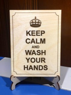 Laser Cut Wooden Engraving Design Keep Calm and Wash Your Hands Frame Vector File