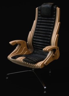 Laser Cut Wooden Executive Chair for Office CDR File