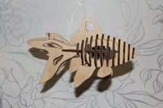 Laser Cut Wooden Fish 3D Puzzle Pattern CDR Vectors File