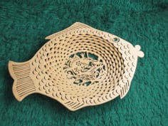 Laser Cut wooden fish tray Vector DXF File