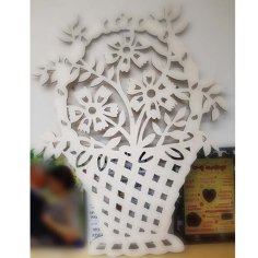 Laser Cut Wooden Flower Basket Home Decoration Free Vector CDR and DXF File
