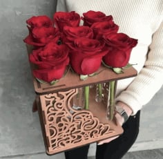 Laser Cut Wooden Flower Vase, Wedding Flower Gift Vector File