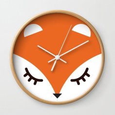 Laser Cut Wooden Fox Wall Clock CDR and DXF File