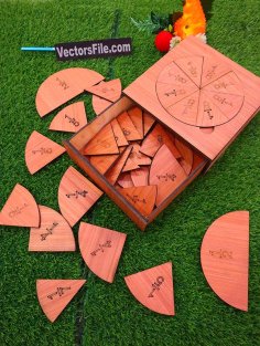 Laser Cut Wooden Fraction Circles Math Toys Montessori Educational Puzzle for kids Vector File