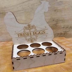 Laser Cut Wooden Fresh Egg Holder Easter Egg Organizer Box Chicken Egg Stand Vector File