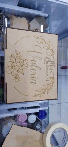 Laser Cut Wooden Gift Box, Laser Engraving Flower Storage Box Design Vector File