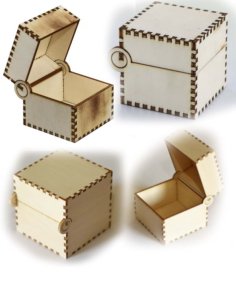 Laser Cut Wooden Gift Box with Lid Square Plywood Box Vector File