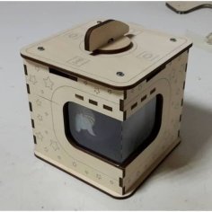Laser Cut Wooden Gift Box with Window CDR File